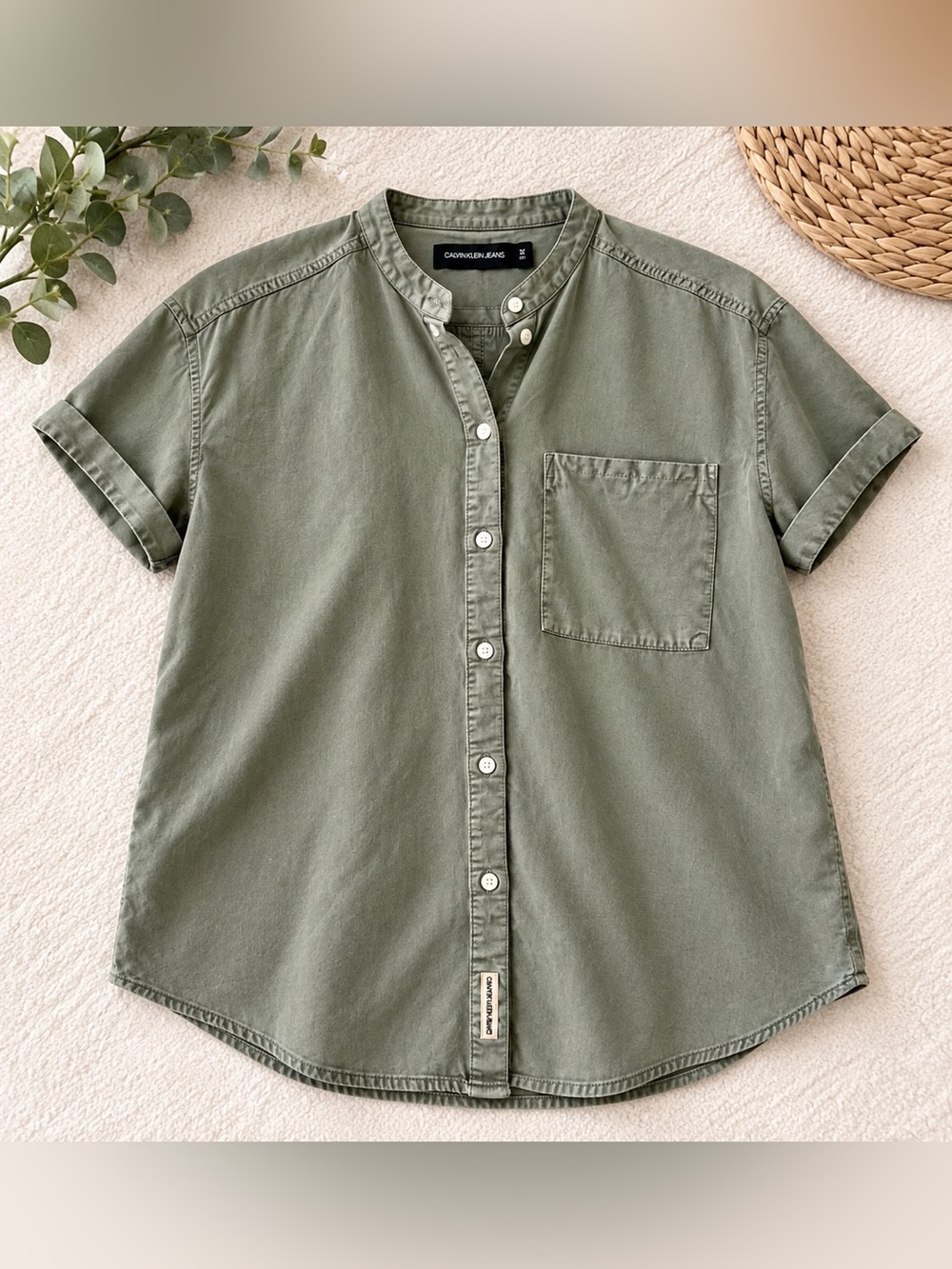 Calvin Klein Jeans Olive Green Button-Up | Size M